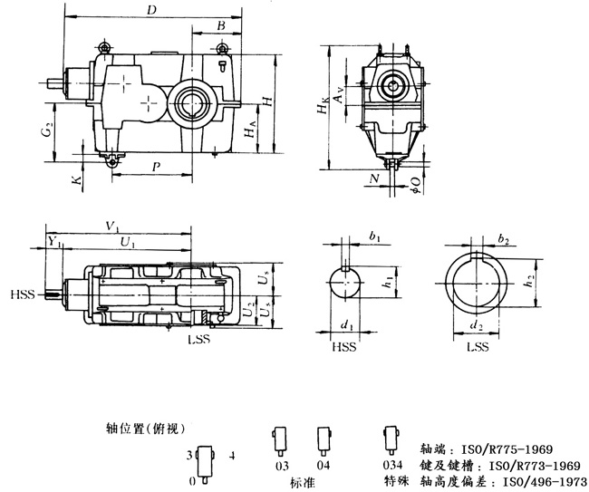 3TKC140N～400N型三級(jí)錐齒輪—斜齒輪減速器外形尺寸